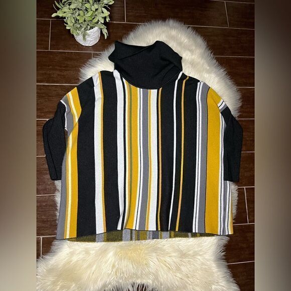 Joseph A. Cowl neck striped sweater sz large - Picture 1 of 6